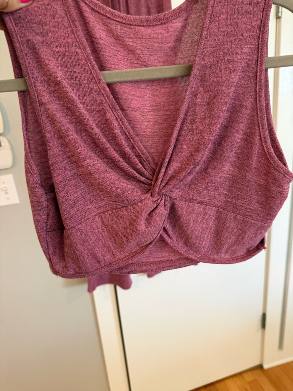 Women's Twist-Front Sleeveless Tank Top - Mauve Heather